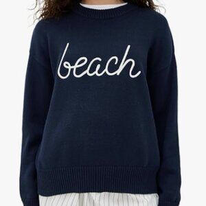 Z SUPPLY Women's Beach Boyfriend Sweater, Eclipse, Blue, Graphic, L